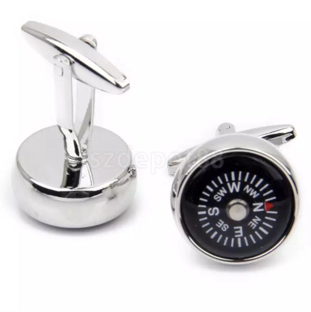 Real Working Compass French Shirt Cuff Links - Picture 2 of 8